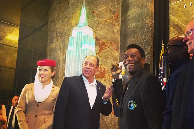 Pele helps light up the Empire State Building today